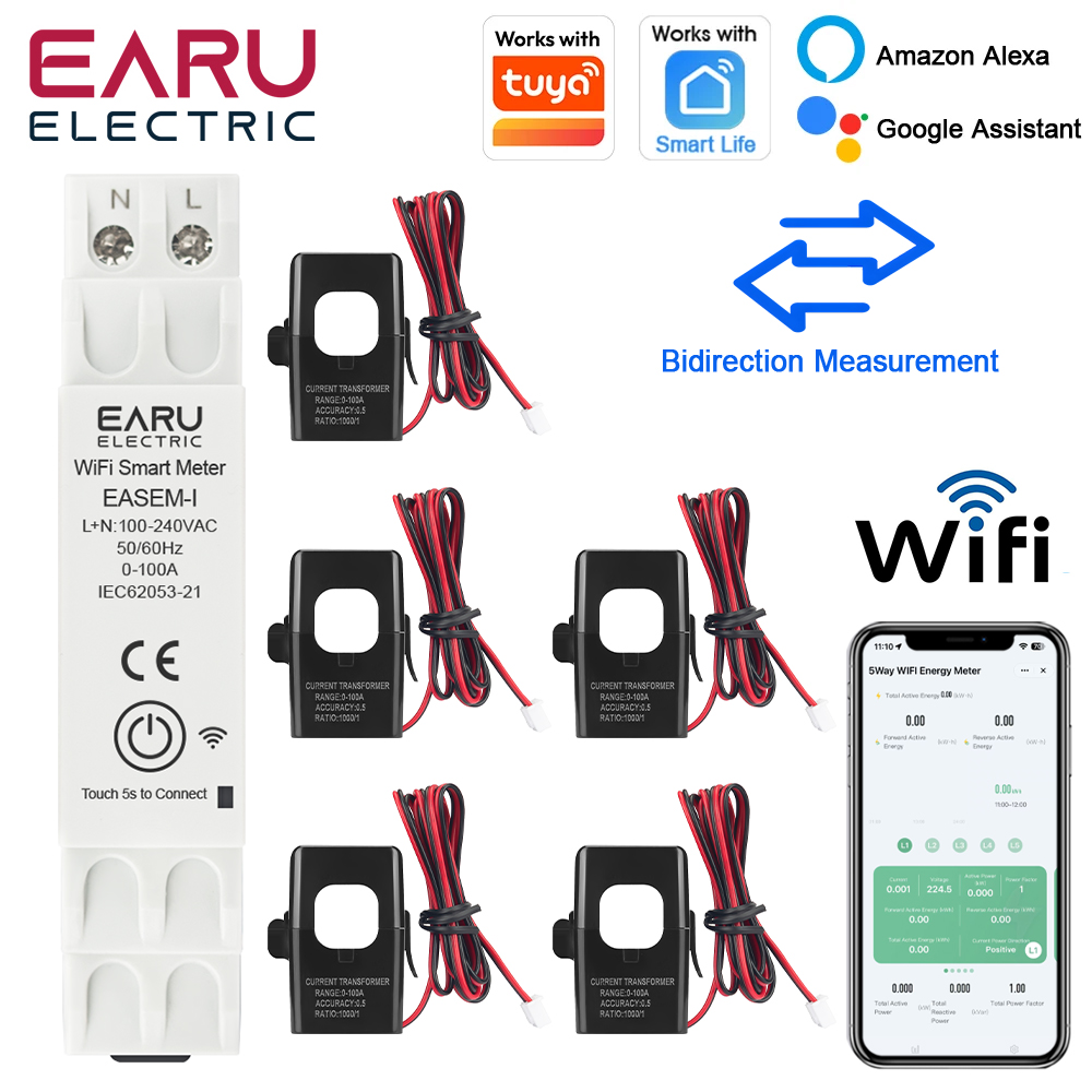 Energy Meter Bidirectional - Tuya Smart WiFi Energy Meter 100A