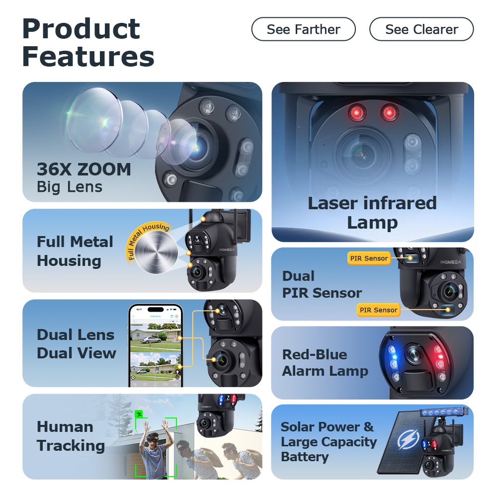 12MP 36X Dual Lens Solar Secur - Solar Panel Tilt Mount のレビューと価格