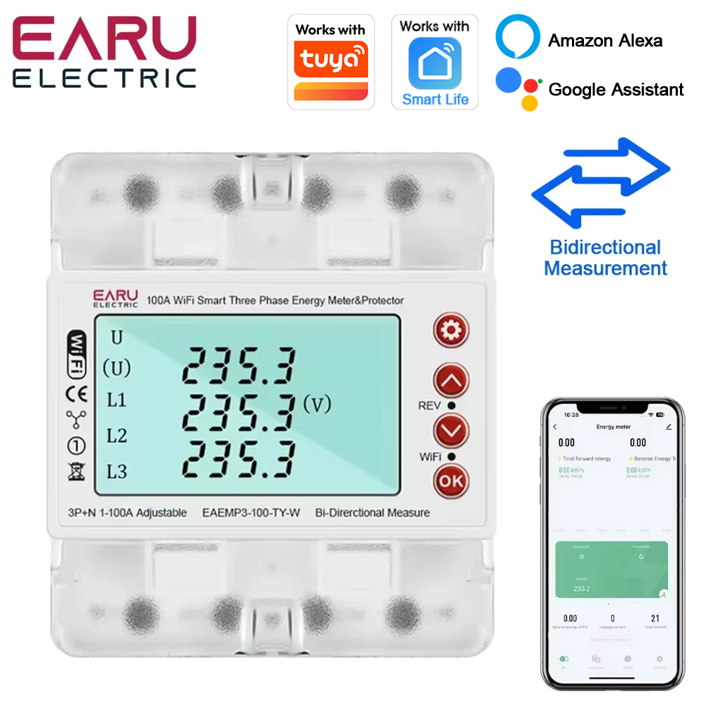 Three Phase AC380V Tuya WiFi S - Energy Meter Bidirectional のレビューと価格