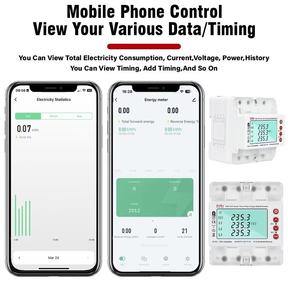 Three Phase AC380V Tuya WiFi S - Energy Meter Bidirectional のレビューと価格