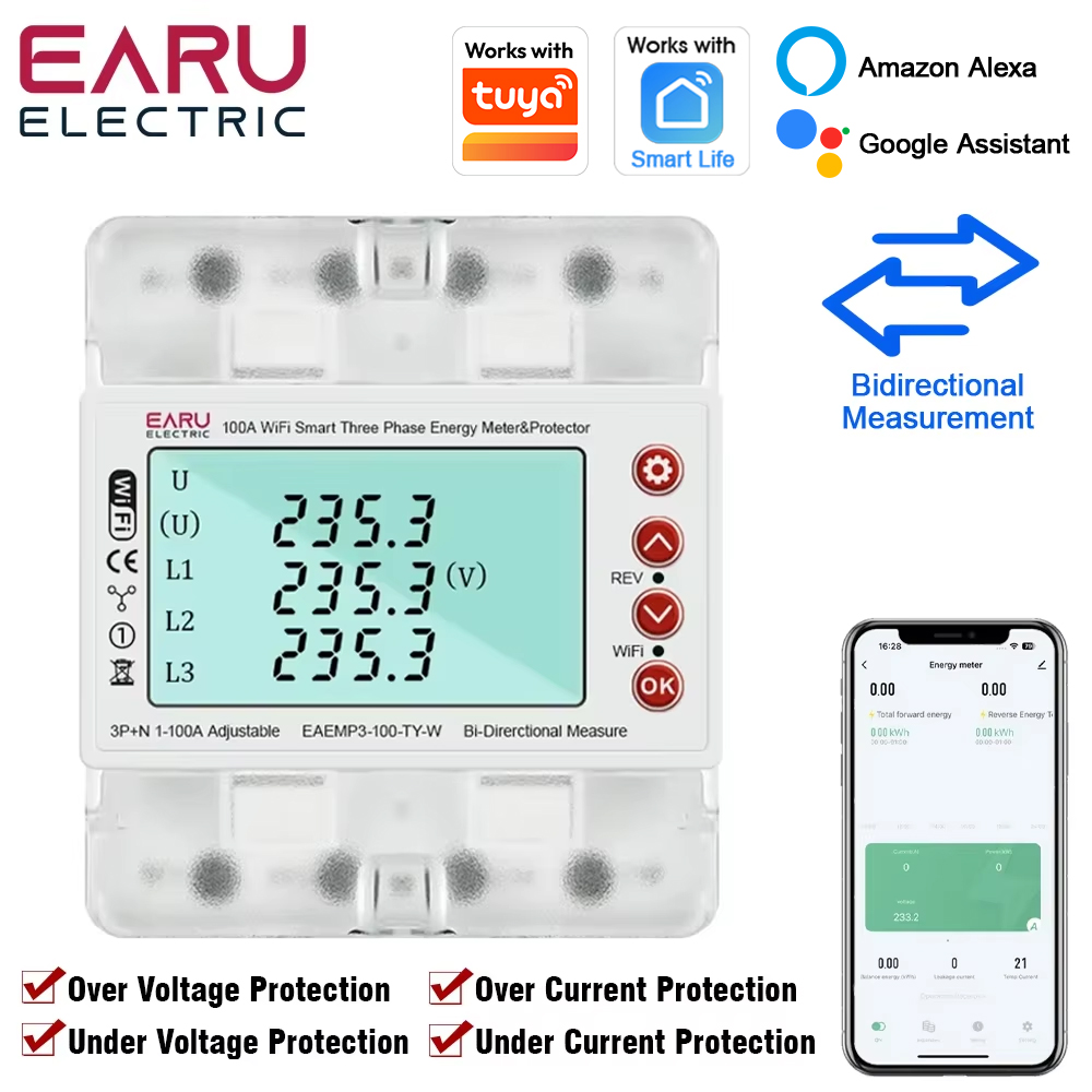Three Phase 380V Tuya WiFi Sma - Energy Meter Bidirectional のレビューと価格