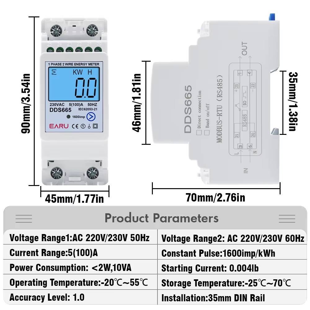 Multifunction 230V 100A Bi-Dir - Energy Meter Bidirectional のレビューと価格