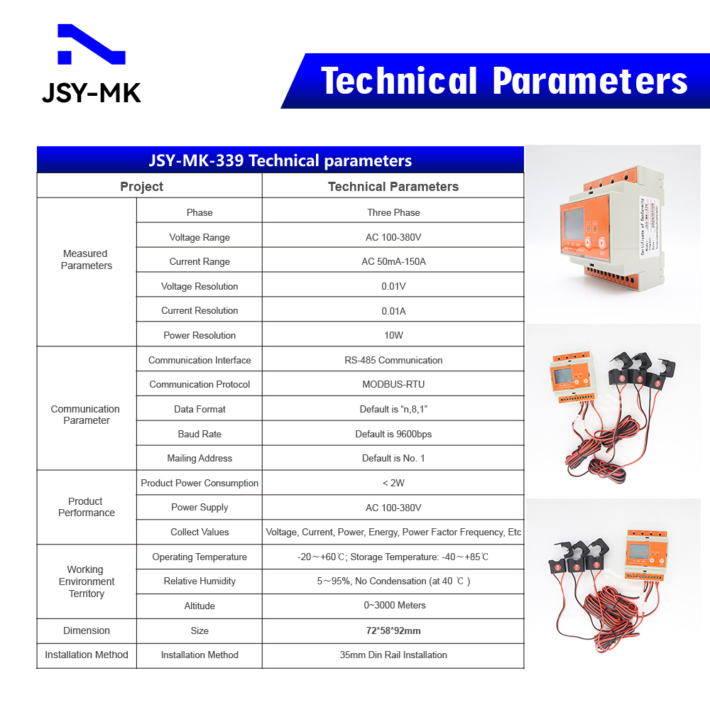 JSY-MK-339 RS485 Bidirectional - Energy Meter Bidirectional のレビューと価格