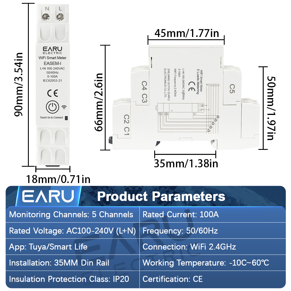 Tuya Smart WiFi Energy Meter 1 - Energy Meter Bidirectional のレビューと価格