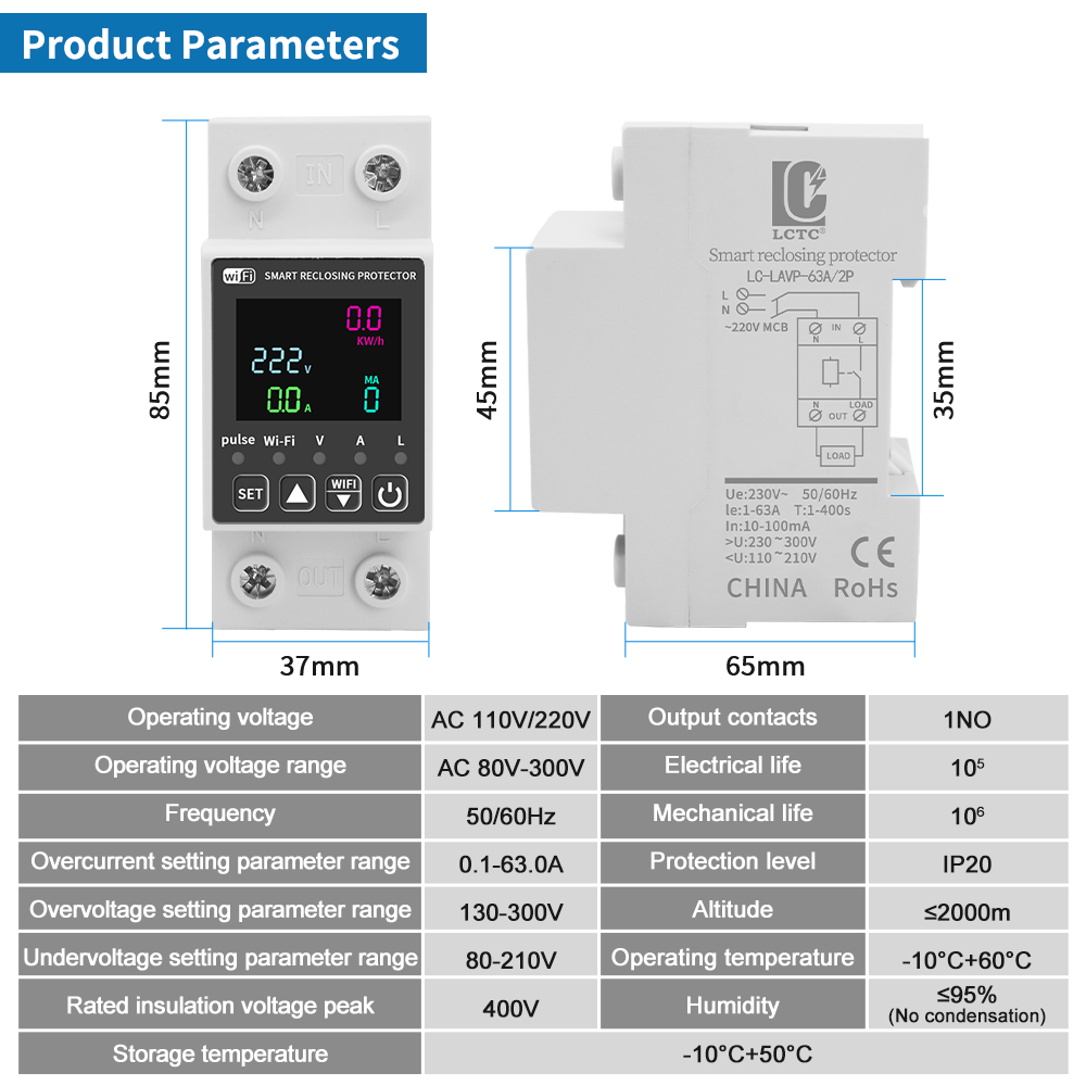 Tuya WiFi Digital Display Inte - Energy Meter Bidirectional のレビューと価格