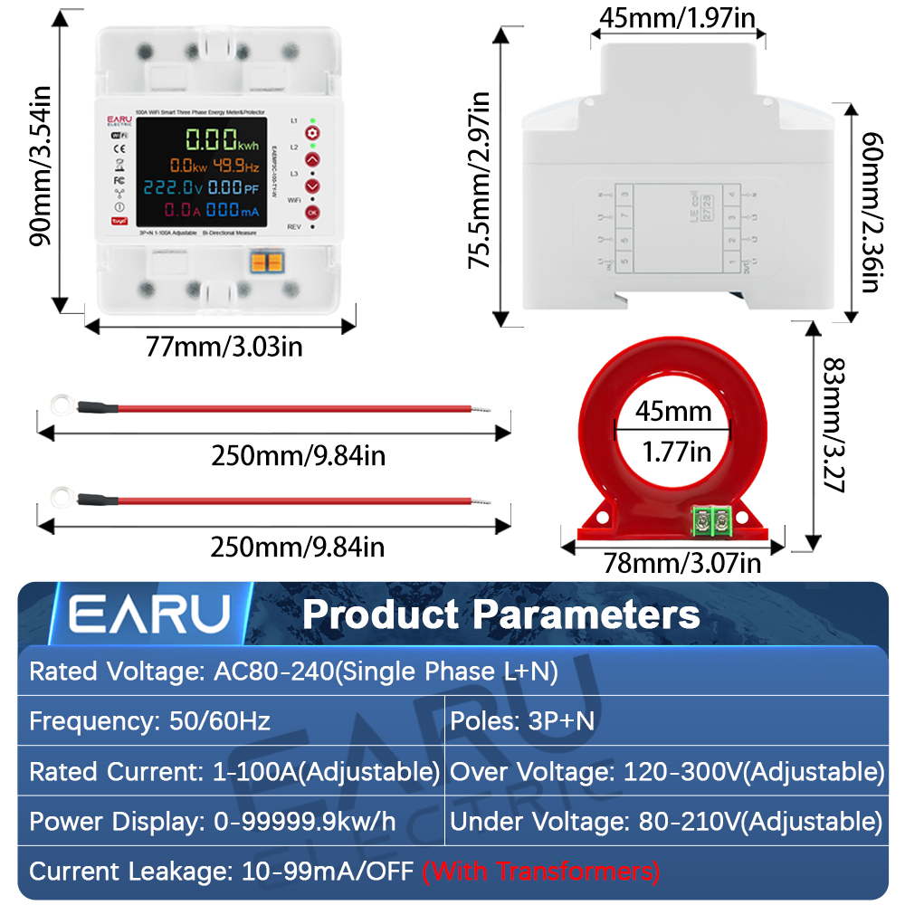 Three Phase Tuya WiFi Smart Bi - Energy Meter Bidirectional のレビューと価格