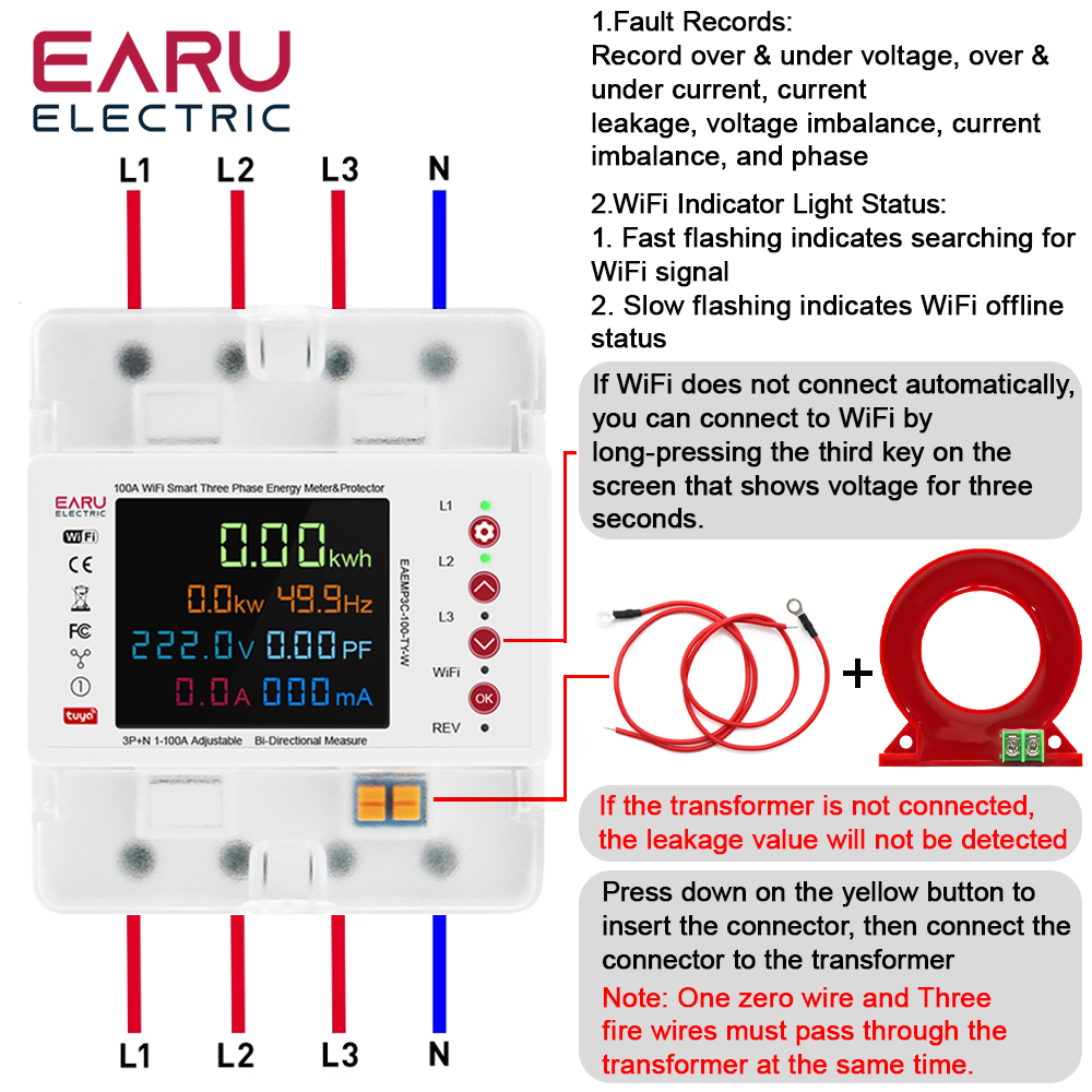 Three Phase Tuya WiFi Smart Bi - Energy Meter Bidirectional のレビューと価格