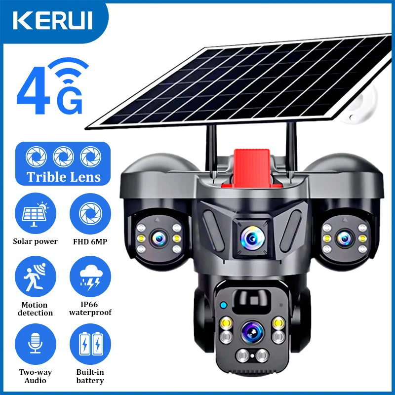 KERUI Outdoor PTZ 6MP 4G SIM W - Solar Panel Tilt Mount のレビューと価格