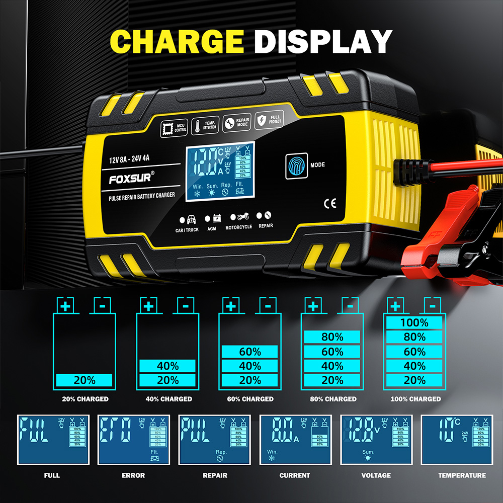 FOXSUR FBC122408D 12V 8A 24V 4 - Agm Deep Cycle Battery のレビューと価格